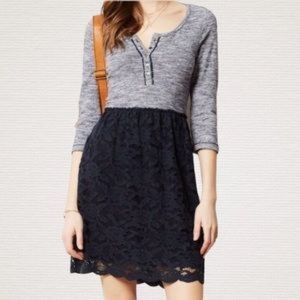 Anthropologie Lilka Blue Knit to Blue Lace Dress